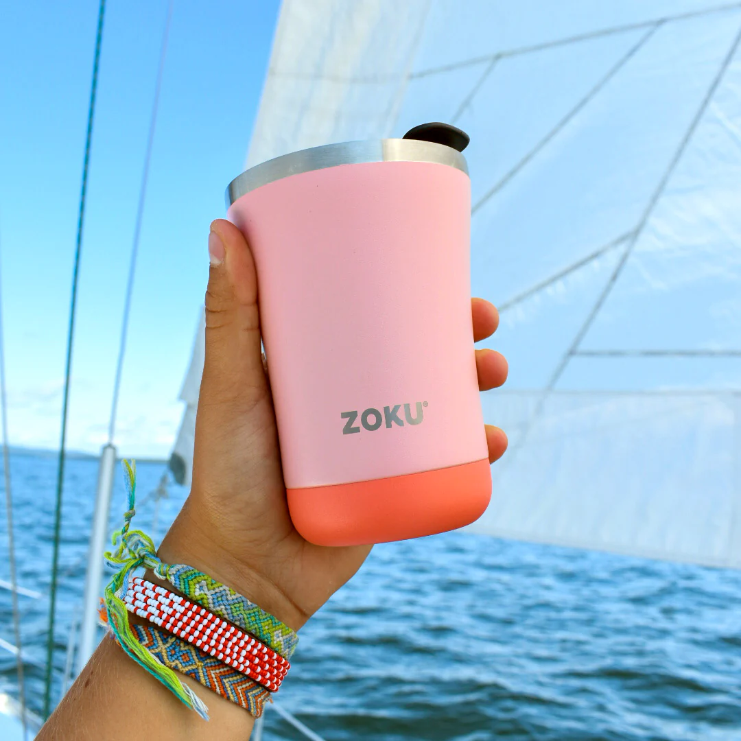 12oz Stainless Steel 3-in-1 Tumbler - Coral - Image 3