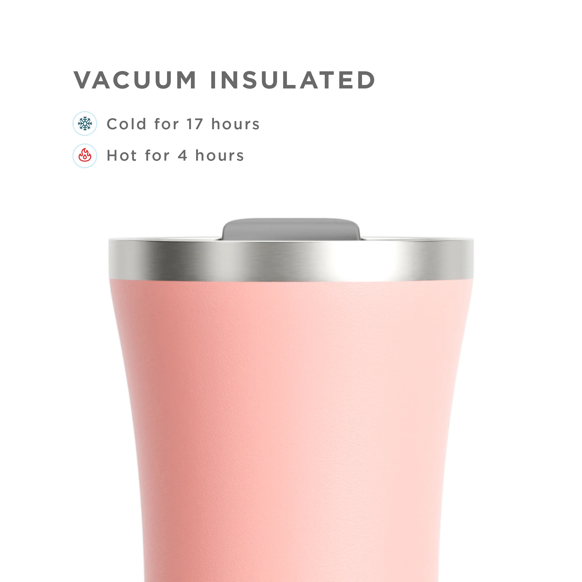 12oz Stainless Steel 3-in-1 Tumbler - Coral - Image 4